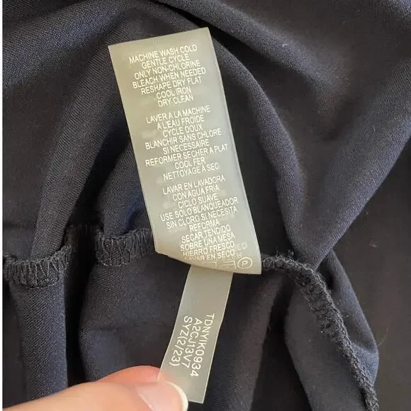 NWT Tommy Hilfiger Dress Sz 6 Collared TwistFront Midi Formal Black Navy Stretch - Picture 6 of 9